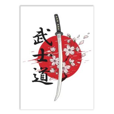Imagem de Placa Decorativa Espada Katana Ilustração Decoração Poster Quarto Sala