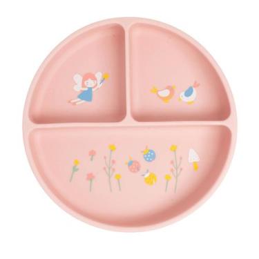 Imagem de Prato De Silicone Com Ventosa e Divisórias Fadinha Rosa Büp Baby