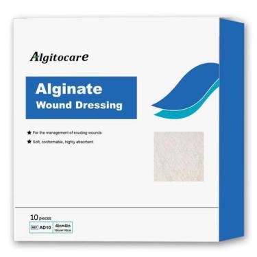 Imagem de Curativo para feridas, algitocare, alginato de cálcio, 10 pacotes de 4