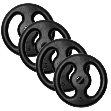 Imagem de Kit 4 Anilhas 5Kg Fitness Ferro Pintada Academia Treino 20Kg