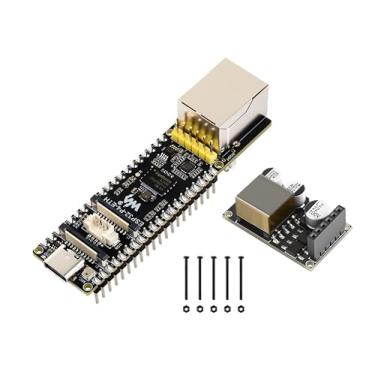 Imagem de Placa de desenvolvimento AI ESP32-P4-ETH com cabeçalho pré-soldado, baseado em ESP32-P4, porta Ethernet RJ45 de 100 Mbps, interfaces humano-máquina ricas, suporta interação de fala AI, com módulo PoE