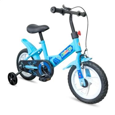Imagem de Bicicleta Infantil Aro 12 com Pedal e Rodinhas de Apoio para Menino e Menina, Modelo Educativo, Confortável e Seguro para Primeiros Passeios (Azul)