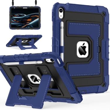 Imagem de Scnioy Capa para iPad (A16) 11ª geração 11 polegadas 2025, iPad 10ª geração 10.9 polegadas 2022, capa resistente I Pad 10ª geração com suporte grande para caneta alça de ombro, azul marinho