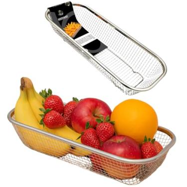 Imagem de Travessa Retangular Aramada para Frutas em Aço Inox, Decorativa, Estilo Moderno