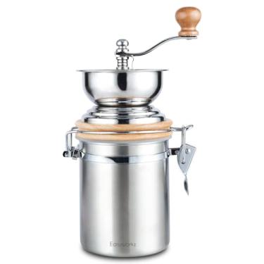 Imagem de Easyworkz Moedor de café manual - Configurações ajustáveis, recipiente hermético - Ferramenta de moagem de grãos de café para cozinha, moedor de café com manivela