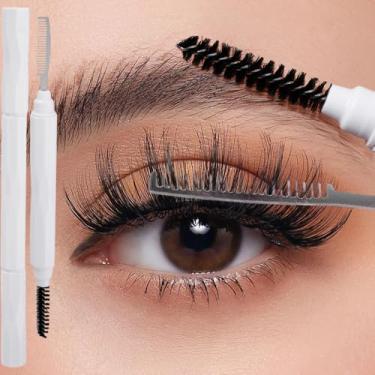 Imagem de Pincel de sobrancelha de cabeça dupla, pente de cabeça espiral macio profissional, pincel de extensão de cílios, ferramentas de maquiagem para olhos