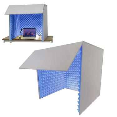 Imagem de JYXYXSCP Gabinete à prova de som, cabine portátil à prova de som, espuma absorvente de som de estúdio, para sala de treino (azul)