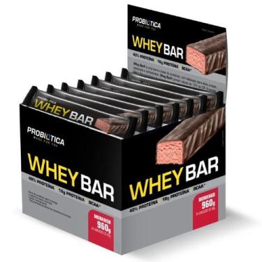 Imagem de Whey Bar (Caixa c/ 24un de 40g ) Probiótica - Max Titanium, Morango