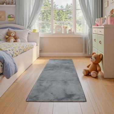 Imagem de Tapete corredor de peluche Jinchan 61x152 cm suave antideslizante gris
