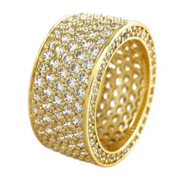 Imagem de hsiyyecg Anel feminino brilhante de diamante completo eternidade aliança de casamento banhado a ouro 18 k banhado a ouro 18 k com zircônia cúbica anéis de declaração de noivado (10)