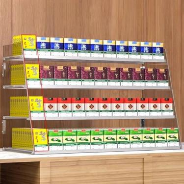 Imagem de Expositor de cigarro automático de acrílico, empurrador de cigarro à prova d'água de fácil instalação para lojas de varejo, moldura de parede 50 cm x 29 cm x 30 cm, organizador de cigarros eficiente.