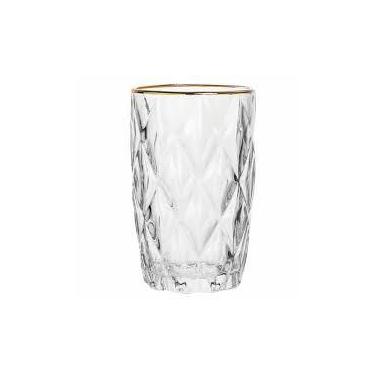 Imagem de Jogo de Copos Diamond 350ml 6 Peças com Borda Dourada - KeHome
