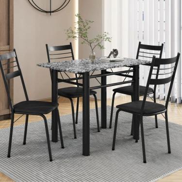 Imagem de Conjunto Tubular de Mesa e Cadeiras Palma Preto/Ocre