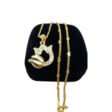 Imagem de Colar Elo Veneziana 45cm Coração Banhado a Ouro Premium - Luxjoias