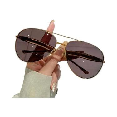 Imagem de Óculos De Sol Femininos Oversized Retrô Anos 70 Estilo Aviador Com Has