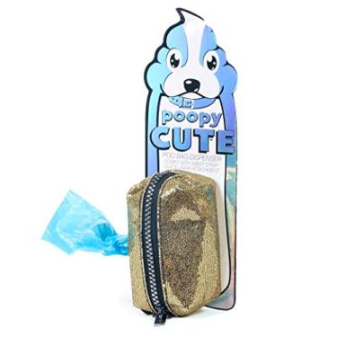 Imagem de Fydelity poopyCUTE- Bolsa de lixo para cachorro para donos e raças de cachorros da moda, suprimento para filhotes | Estilo de moda feminino, clipe para correia para bolsa/viagem/caminhada/petisco/chaveiro:Fydelity One Size metálico 854096303254