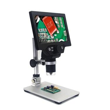 Imagem de 600X/1200X/1600X Microscópio digital Microscópio de vídeo eletrônico 4.3/7/9 polegadas H_D LCD Lupa de reparo de solda + Suporte de metal (Cor: 1200X 7 polegadas)
