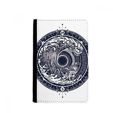 Imagem de Waves Compasso Circle Art Pattern Porta-passaporte Notecase Burse Capa carteira porta-cartões