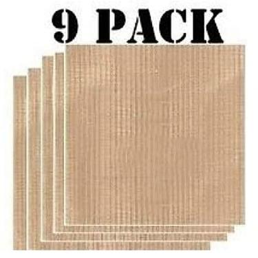 Imagem de Pacote com 9 folhas de desidratador de alimentos Dupont super antiaderentes para Excalibur 2500, 2900, 3500, 3900 ou 3926t. A folha mede 35,5 x 35,5 cm serve para Excalibur 5 e 9 bandejas.