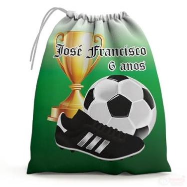 Imagem de Sacolinhas Surpresa Personalizada Tecido Futebol Chuteira Bola Troféu (Sacolinhas 15x20, Unidades, 20)