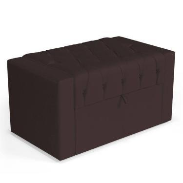 Imagem de Calçadeira Báu Solteiro Atena 90cm Capitonê Suede Marrom - Desk Design