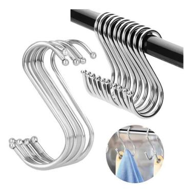 Imagem de Kit 20 Ganchos Aço Inox Suporte Roupa Cabide Barra De Utensílios Cozin