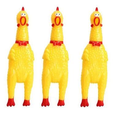 Imagem de Kit 3 Brinquedos Pet Mordedor Borracha Frango Galinha para cães cachor