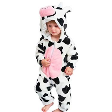 Imagem de Fantasia infantil unissex de animais para bebês, macacão de Halloween, Vaca, 3-4T/Height 39"-42"