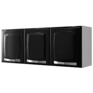 Imagem de Armário Aéreo Triplo Rose 3 Portas E 1 Prateleira Itatiaia Branco Com Preto