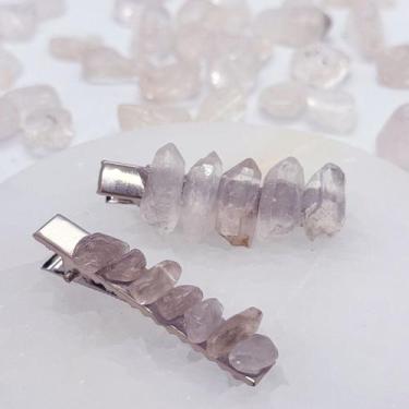 Imagem de Kit 2 Presilhas de cabelo com Pedras Naturais Piranhas de Cabelo 5,5cm