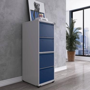 Imagem de Gaveteiro Arquivo De Aço 4 Gavetas Of04sltcm Cinza/azul Delrei