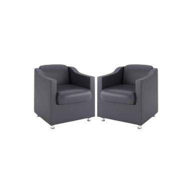 Imagem de Kit 2 Poltronas Bia Decorativa Reforçada Recepção Clinica Salão Sala De Estar Courino