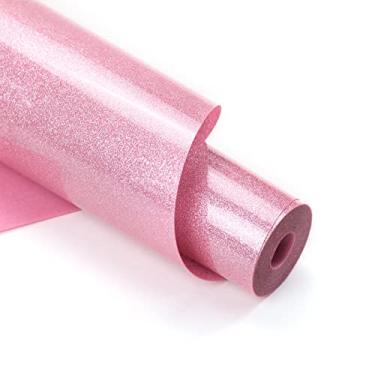 Imagem de HTVRONT Vinil De Transferência Térmica Com Glitter Rosa - 30 Cm X 3 M Para Passar A Ferro Em Camisas, Design Rolo Htv