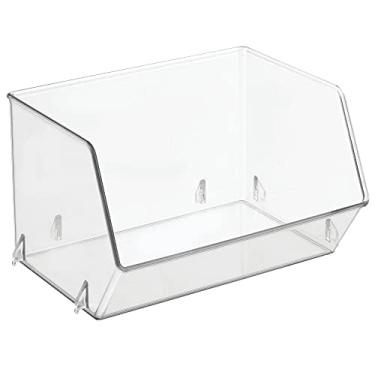 Imagem de mDesign Caixa de Armazenamento de Alimentos de Plástico com Frente Aberta para Armário de Cozinha, Despensa, Prateleira, Geladeira/Freezer - Organizador para Frutas, Batatas, Cebolas, Bebidas, Lanches