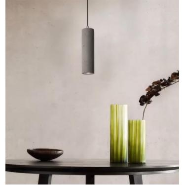 Imagem de Luz Pendente De Concreto Longa Moderna Industrial Ilha De Cozinha Luminária Led Sala De Jantar Cimento Pendurado Luz De Teto Ajustável Em Altura Para Quarto Sala De Estar Bar, Grey, 7 * 25 cm