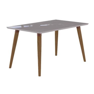 Imagem de Mesa de Jantar Retangular Adele com Vidro Madeira e Off White 80 cm