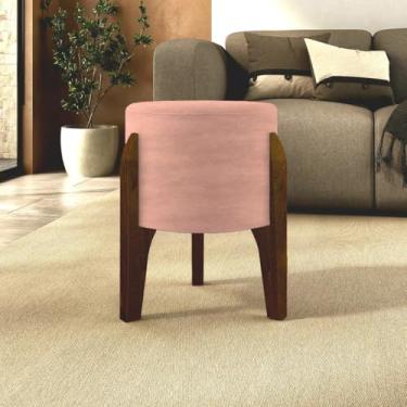 Imagem de Kit 2 puff gui rosa, estofado decorativo para sala, redondo, estilo moderno, banqueta, madeira, pix