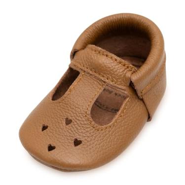 Imagem de Mocassins BirdRock Baby Mary Jane – Sapatos de couro genuíno com sola macia para recém-nascidos, bebês, bebês e crianças, Classic Brown, 8 Infant