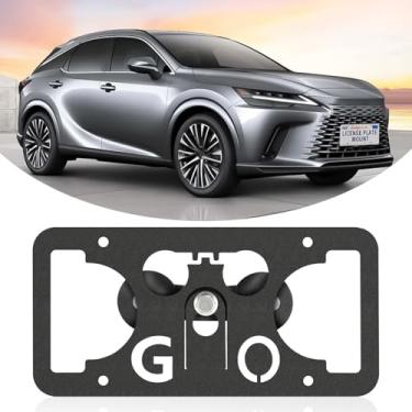 Imagem de Moldura frontal sem furadeira compatível com Lexus RX 350 / RX 450h 2016-2021 Suporte de montagem de grade de placa de carro antifurto Capas de etiqueta de carro à prova de ferrugem, acessórios de
