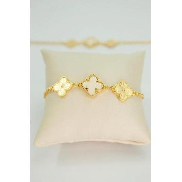 Imagem de Pulseira 3 Trevos - Bijuteria de Latao com Banho de Ouro 18k - 21cm - 