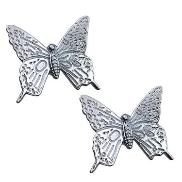 Imagem de Puxador criativo para móveis - Puxadores de porta de metal de borboleta sintética, puxadores de armário de estilo europeu para gavetas armário de TV armário de sapatos (prata)