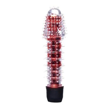 Imagem de Vibrador Metalico Com Capa Peniana Silicone Em Formato De Pênis Prótese Vibratória Capa Peniana [VERMELHO] PE011