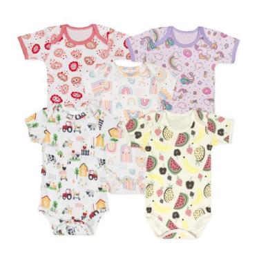 Imagem de Kit 5 Peças Body Manga Curta Estampado Enxoval Roupa de Bebê - Koala B