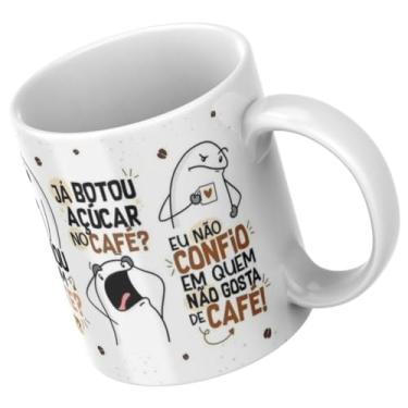 Imagem de Caneca Xicara para Chá Personalizada de Porcelana Meme Flork Louco por Café