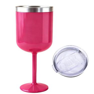 Imagem de Taça Térmica 600ml Com Tampa Copo Dupla Parede Aço Inox Mantém Bebidas Geladas Para Churrascos Ao Ar Livre Ideal Para Gin E Vinho Copo Inox(600ml com Tampa-Rosa)