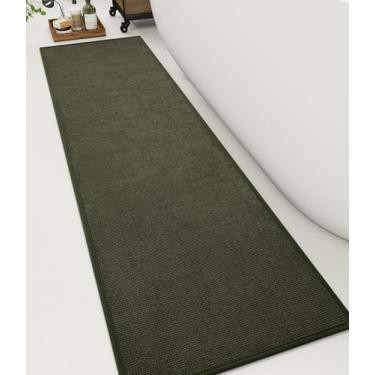 Imagem de YIHOUSE Tapetes de banheiro 40 x 159 cm, tapetes de banho antiderrapantes de secagem rápida para banheiro, absorventes e ultrafinos, laváveis à máquina, ajuste embaixo da porta para pia, armário