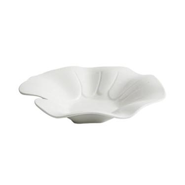 Imagem de URGDWEKJY Bandeja de jantar de porcelana branca criativa hotel utensílios de mesa cerâmica forma folha de lótus prato de jantar prato frio tigela prato casa comida ocidental prato prato de jantar
