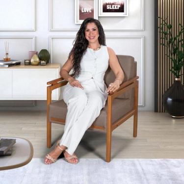 Imagem de Poltrona Montreal Moderna Linho Decorativa Sala Reecepçao Consultorio 