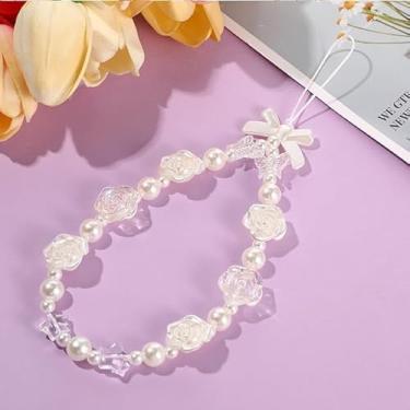 Imagem de Amuleto de telefone com contas Kawaii feito à mão com cordão de telefone de acrílico para câmera bolsa chaveiro pingente pérolas