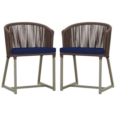 Imagem de 2 Cadeiras De Jantar Noronha Fendi Corda Nautica E10 Trama Marrom